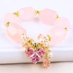 Handmade Gemstone Bracelet Adjustable Charms Rose Quartz Bracelet Natural Stone