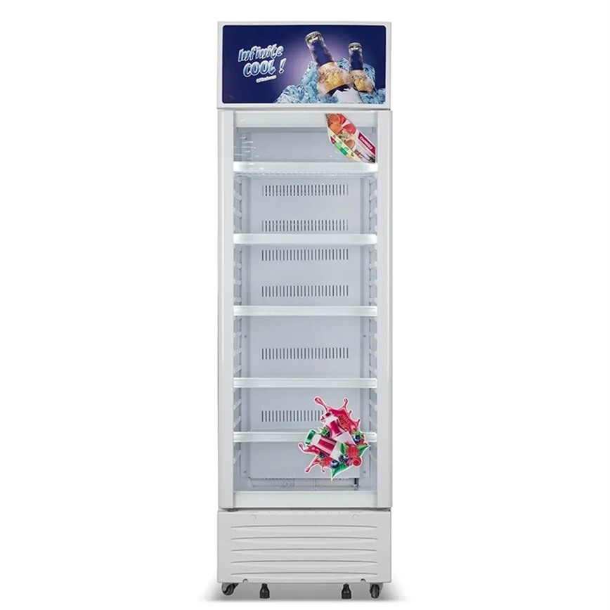 350L Efficient Glass Door Fan Cooling Upright Showcase Cooler With LED Light