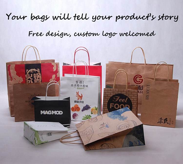 Custom Logo Khaki Kraft Wedding Gift Bag 8lb Load