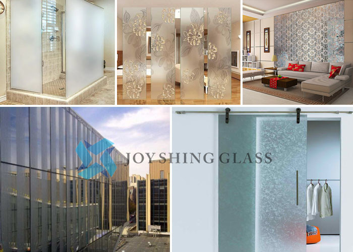 Frosted Acid Etched Glass Panels , Anti Glare Window Glass Size Customized