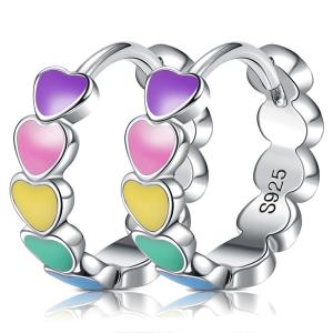 Quality Threaded CZ 0.85 Gram 0.15mm Sterling Silver Heart Earrings Heart Studs wholesale