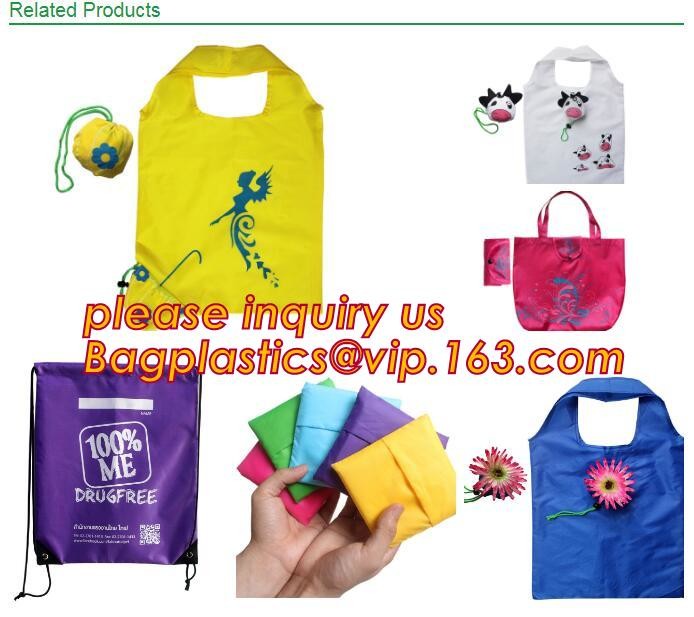 Recycled Foldable Nylon Polyester Tote Bag with logos polyester shopping bag Custom advertising handle non woven bag PAC