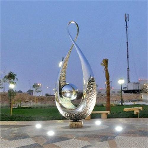 Outdoor Garden Large Abstract Metal Mirror Polished Statue Stainless Steel