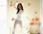 Novel Removable PVC Custom Yellow Flower Wall Sticker F117