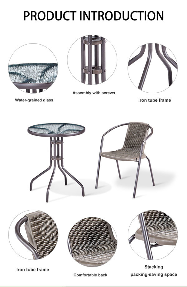 Outdoor Lounge Chair Garden Furnitures Patio Balcony Table Set 56x56x74cm