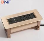 Thick aluminum panel touch press conference table flip up power outlet