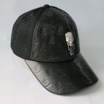 Metal Skull Design Womens Leather Baseball Hat With Hole Waterproof
