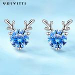 Christmas Jewelry Gift Fashion Small Deer Earrings Personality Blue White