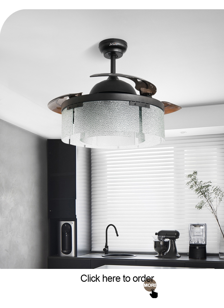 230V Midcentury Design Warm Lighting Ceiling Fan with Hidden Blades and Remote Control