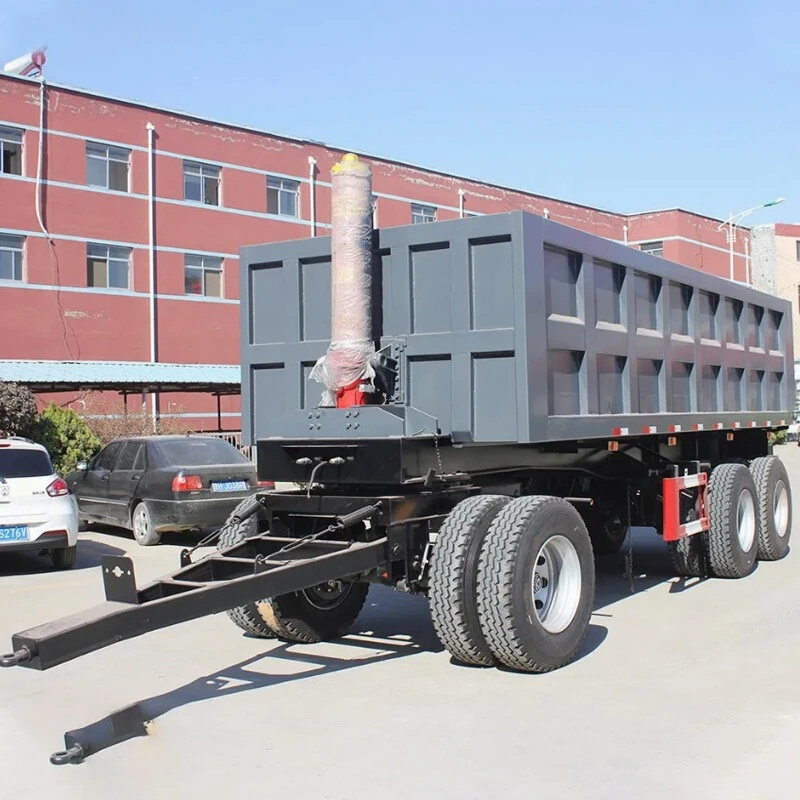 Farm Trailer 3-Axles Hydraulic Rear Dump Draw Bar Full Trailer