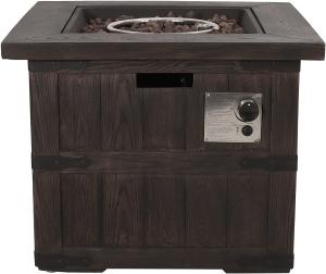 Quality Brown Wood Gas Square Fire Pit For Gardern Indoor Outdoor wholesale