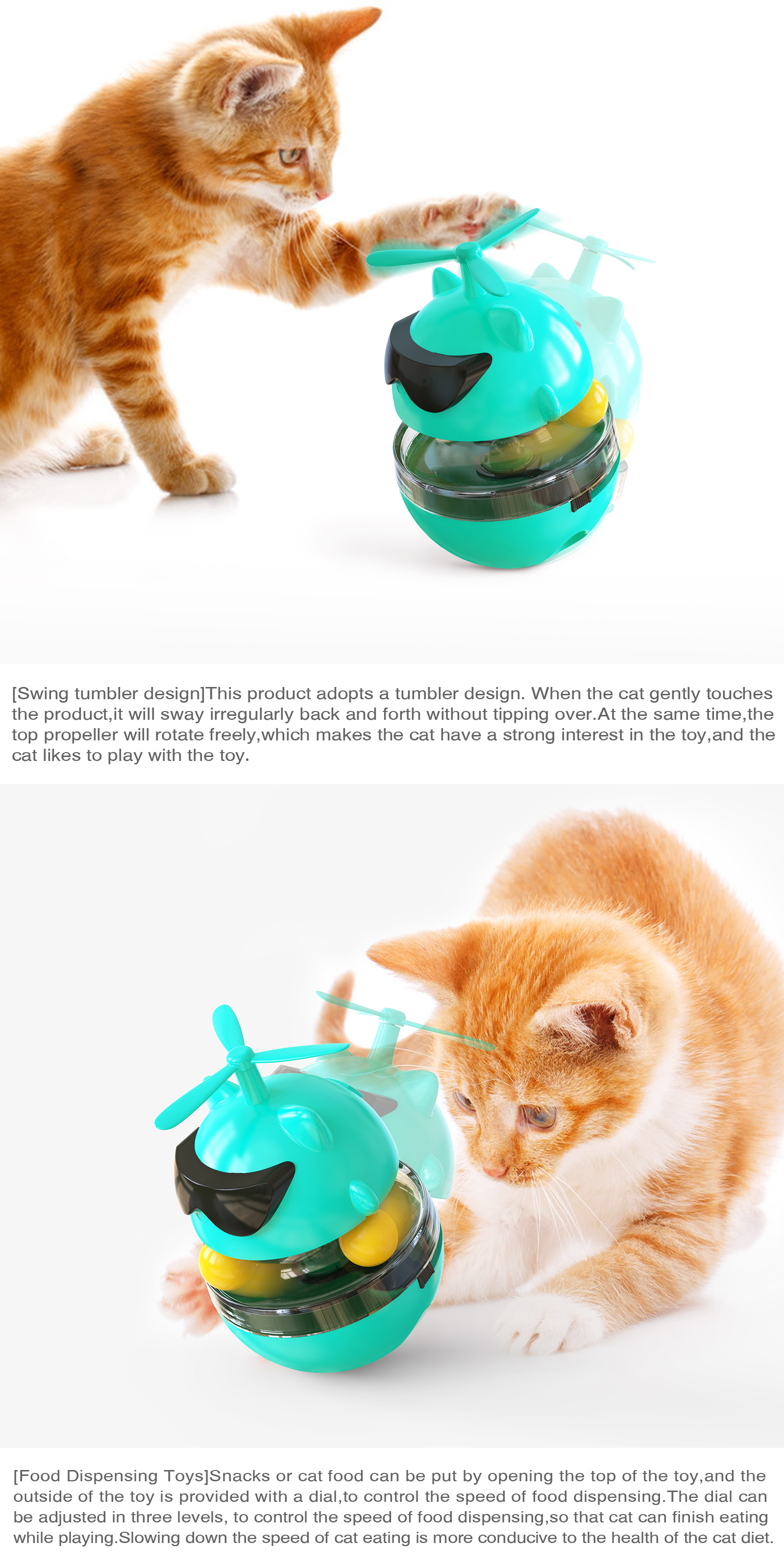 Turntable Cat Treat Feeder Toy Multifunction Automatic Laser Light For Cats
