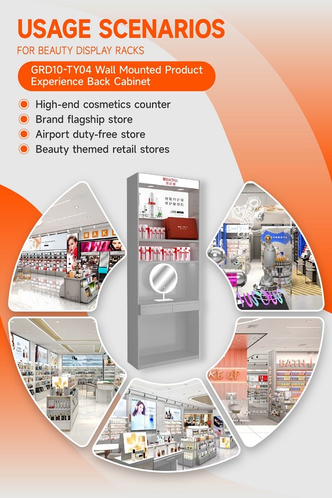 GDR10-TY04 Retail Store Display with 60mm Soft Film Light Box and 5mm White Glass for Branded Specialty Stores
