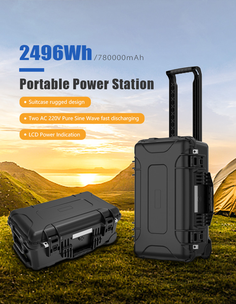 Rechargeable MPPT Outdoor Portable Power Station 2400W Portable Solar Power Generator