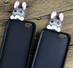 Cool Judy Rabbit Silicone Phone Cover With 3D Soft PVC Judy Charm Decoration,