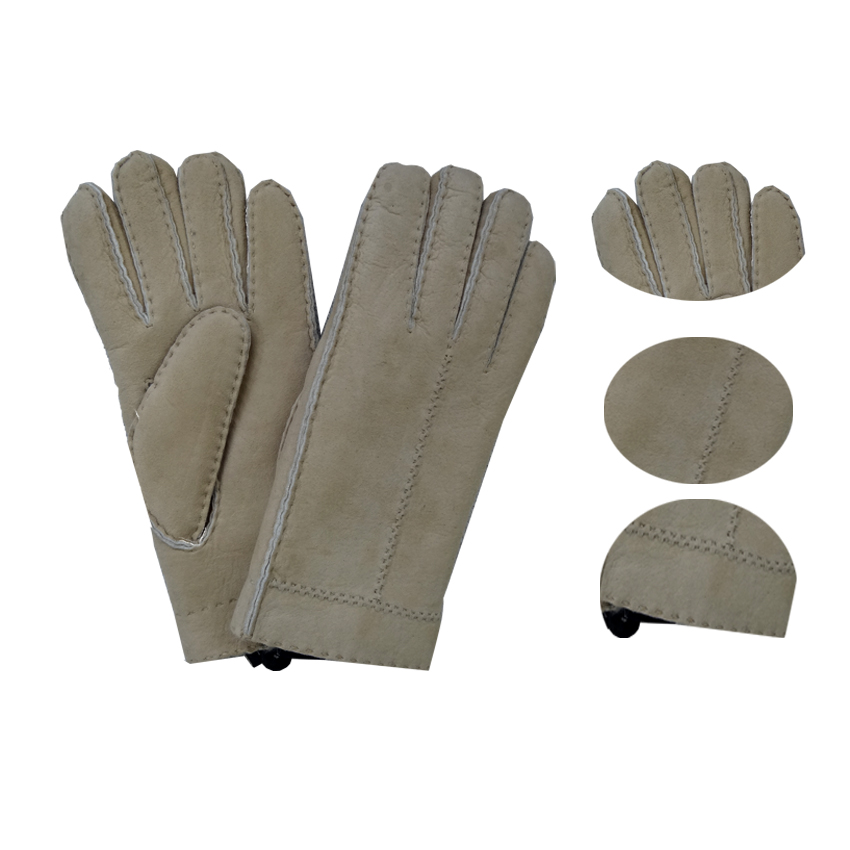 Lady fashion lamb fur double face leather winter gloves