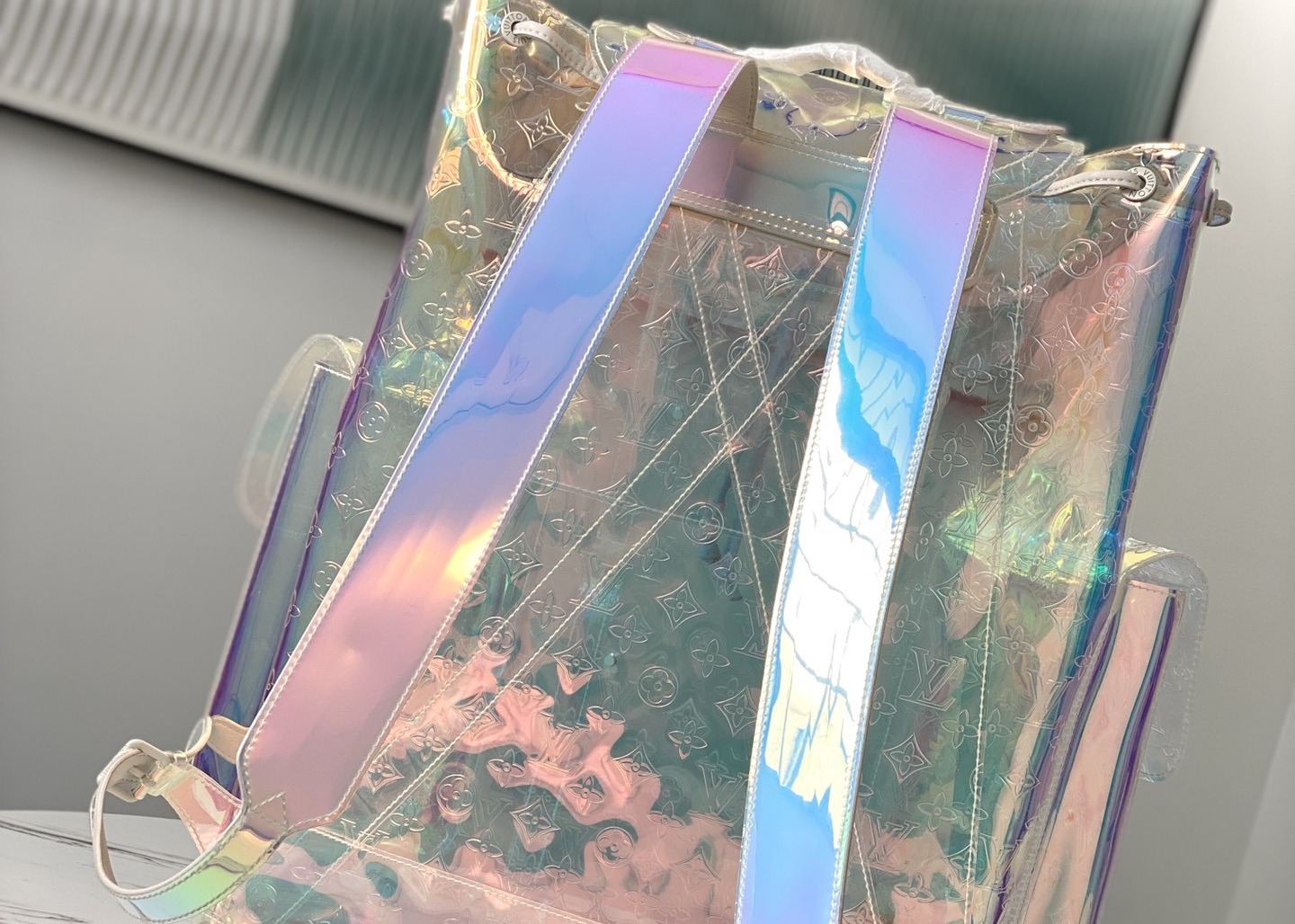 LV PVC Transparent Iridescent Luxury Brand Backpack Monogram Printing