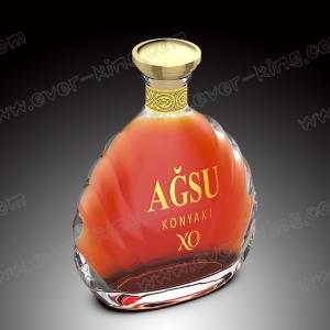 Quality Liquor Wine Cognac Flat Flask Glass Bottle 750ml With Cork Stopper wholesale