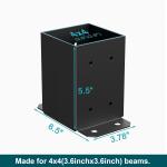 3.6"x3.6"Deck Post Base,Heavy Duty Metal Black Powder Coated Post Brackets,for