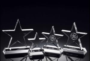 Quality standing crystal star trophy/3d laser crystal star award/3d laser blank crystal star award wholesale