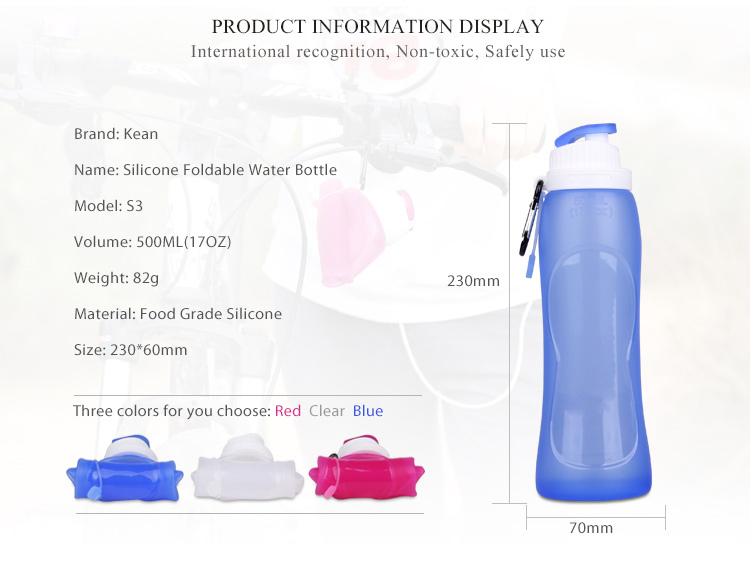 Portable High Quality BPA Free Silicone Collapsible Foldable Water Bottle