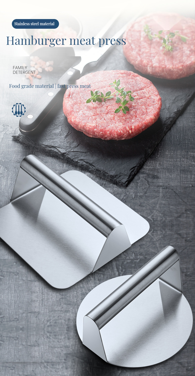 Stainless Steel Square BBQ Smasher Tool for Grilling Non-Stick Surface Essential