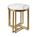 Light Luxury Stainless Steel Marble Hotel Lobby Small Side Table