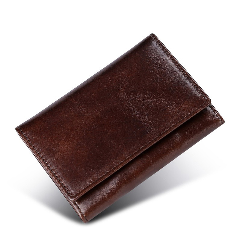 Vintage Genuine Waxy Leather Multi-functional RFID Credit Card Holder Wallet for Men