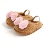 Promotion fur upper Soft sole lovely bowknot party toddler girl baby sandals