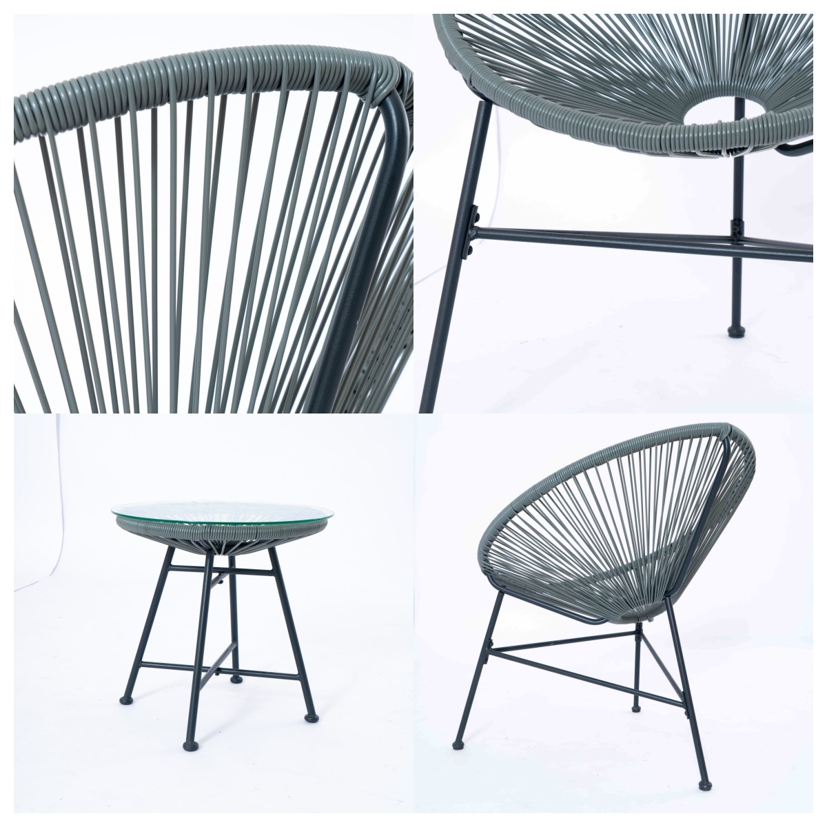 Patio Outdoor Wicker Bistro Table And Chairs Dining Colorful Rattan Acapulco Chair Wicker Sun