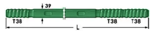Extention T38 Thread DTH Drill Pipe Rods Male Male Connection 3