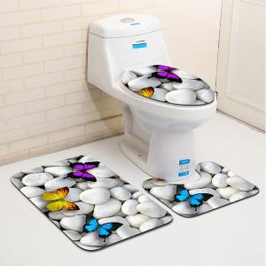 Quality 3pcs Toilet Mat Set U Shaped Stone Printed Restroom Rug Set wholesale