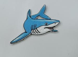 Quality Embroidery Clothes Shark Labels Heat Transfer Patches Washable Customized wholesale