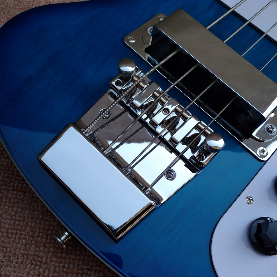 2017 Best Bass Top quality Rick 4003 model Ricken 4 strings Electric Bass guitar in blue color, Chrome hardware, Free sh