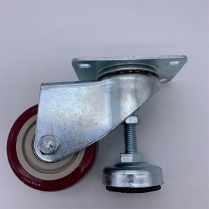 Quality 5 Inch Adjustable Foot Red Polyurethane Caster Wheels wholesale