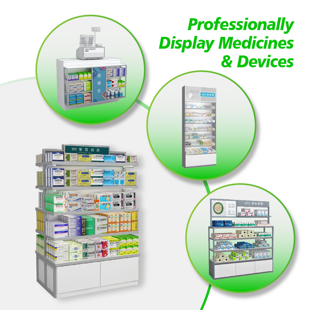 JYaS-YS-04 Professional Medical Style Health Supplement Zones Cash Register with White Glossy Boards and Secure Locking Mechanism