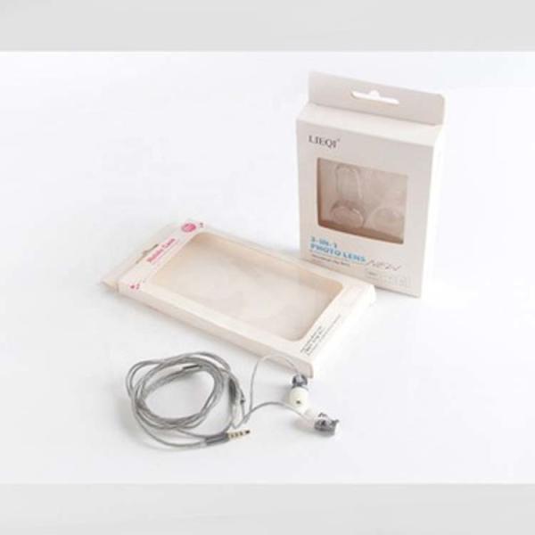Cheap hanged earphone color paper box with hook  Luxury clear window headphone cardboard gift box for sale