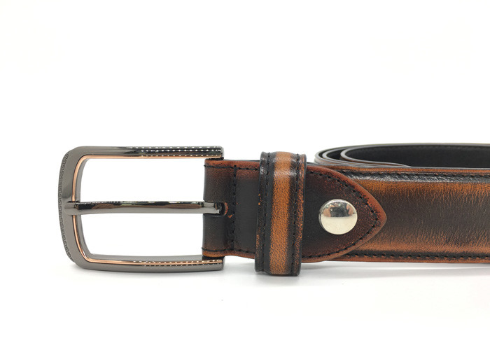 Brown Color Men Genuine Leather Dress Belt , Handmade 100% Cow Leather Strap