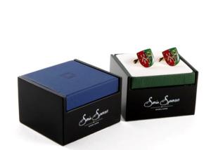 Quality Leatherette Navy Gift Packing Box Blue Paper Cufflink Box Packaging wholesale