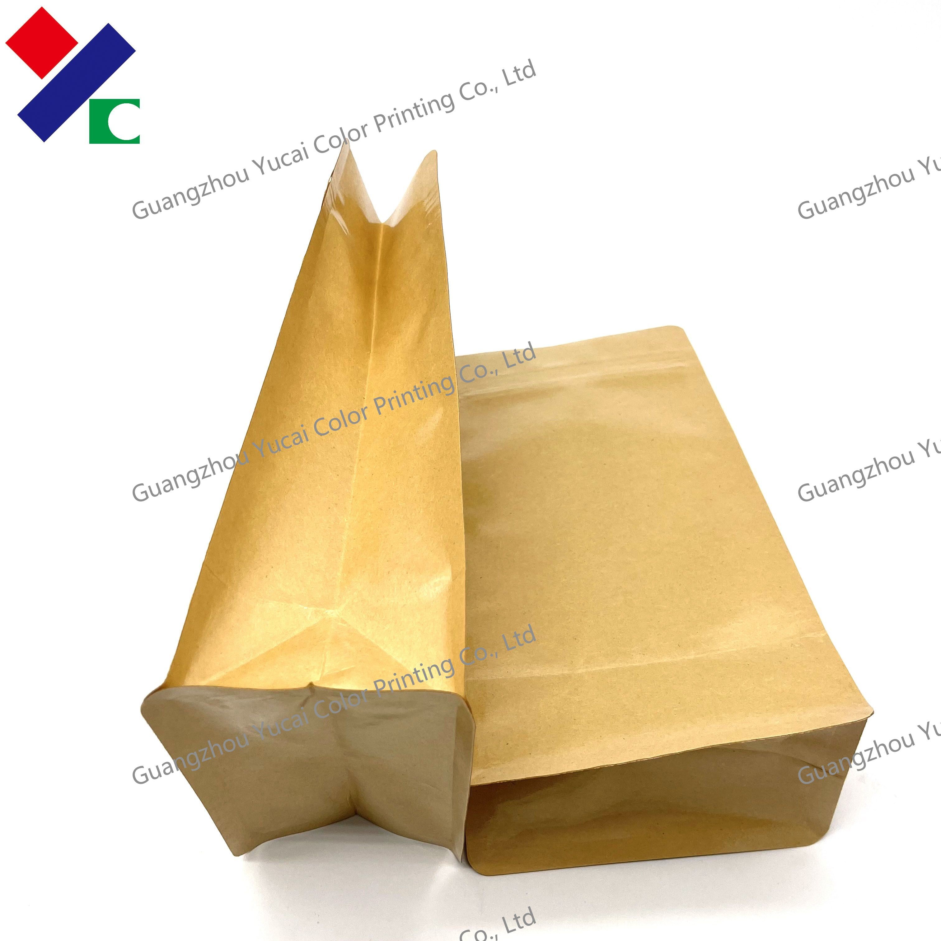 Biodegradable Brown Kraft Paper Stand Up Pouch With Zipper Food Packaging Bag