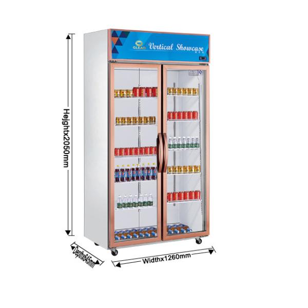 Stainless Steel Beverage Display Cooler 220W 680L Capacity for Restaurant