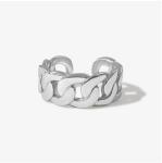 S925 Silver Fine Jewelry 14K Yellow Gold Chunky Chain Open Ring