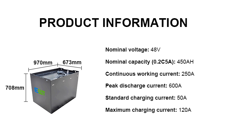 48V 450AH Custom Lithium Iron Phosphate Battery Pack For Electric Forklift