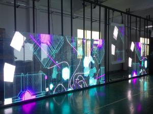 China Outdoor Full Color 20mm Transparent LED Screen Dustproof AC 110V - 220V on sale