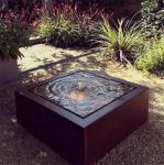120*120*40cm Rusty Square Corten Steel Water Feature Fountain