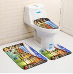 Three Piece Bathroom Mat Toilet Carpet Set 3D Dolphin Printed