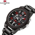 Man Ebony Wooden Quartz Watch Black Dial Luminous Water Proof 1015-2