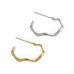 Lanciashow 925 Sterling Silver Gold Plated Hoop Earrings Semicircle Wavy Shape