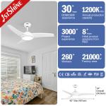 42 Inches Small Fancy LED Ceiling Fan Light in White Color from 1stshine with 2-