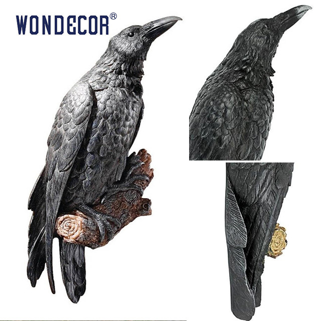 Weatherproof Crow Bird Metal Wall Art Smooth Texture